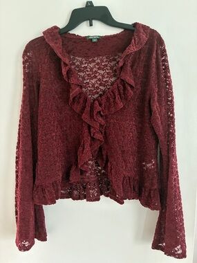 Wild Fable Wine Red Floral Lace Top